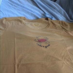 Life Is Good Mustard T-Shirt with Crab Design